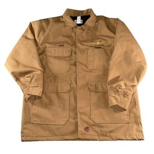 Red Kap Jacket Mens Large Brown Canvas Quilted Lined Snap Workwear Chore Coat